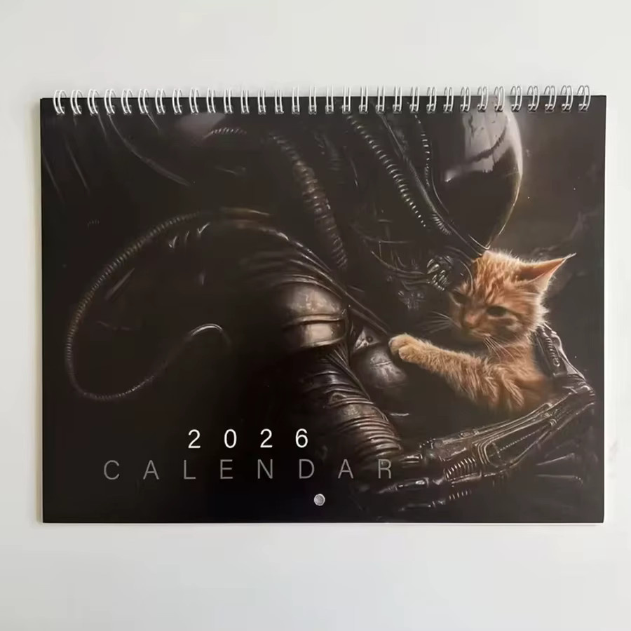 Monatsplaner 2026 Sci-Fi Alien Wandkalender und Desktopkalender in Schwarz und Multicolour - Bild 2