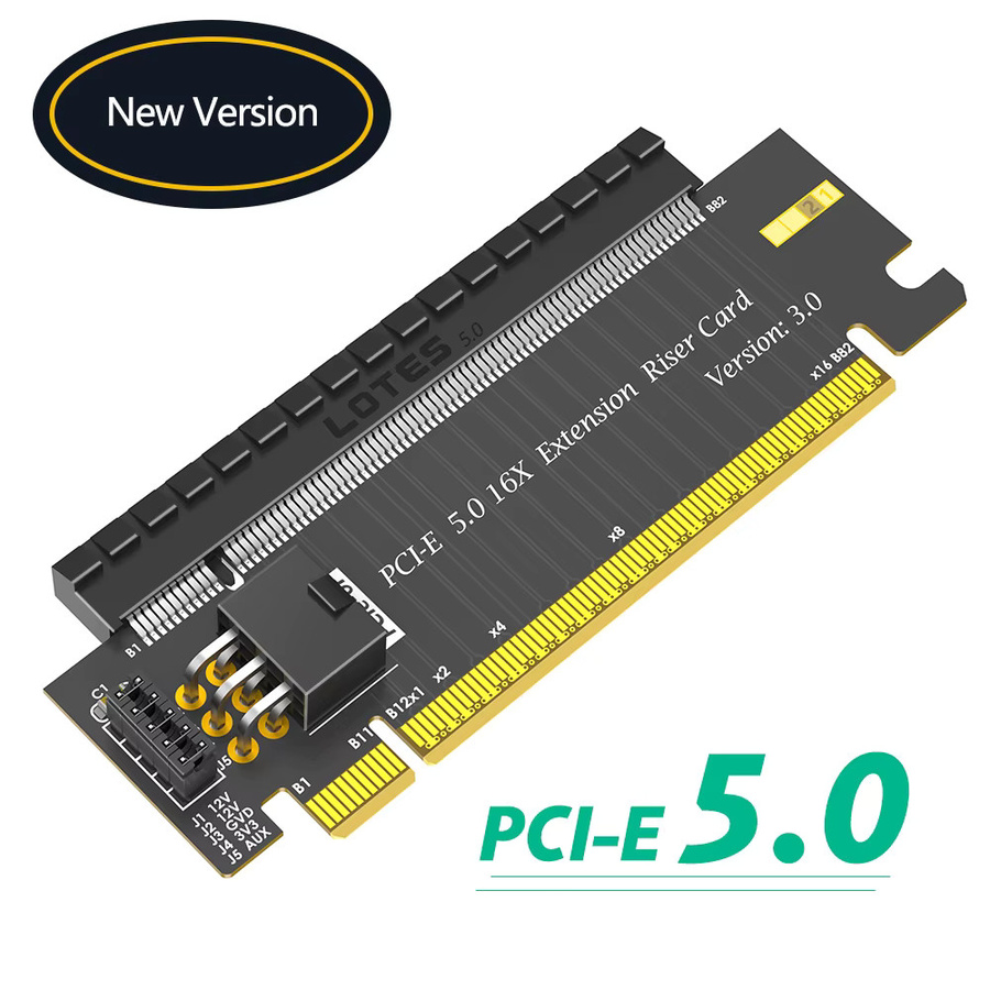 T.F.SKYWINDINTL PCI-E 5.0 16X auf X16 180-Grad-Adapter in Schwarz mit ATX 6-Pin-Stromanschluss für GPU-Karten, kompatibel mit PCI-e 4.0 und 3.0 - Bild 2