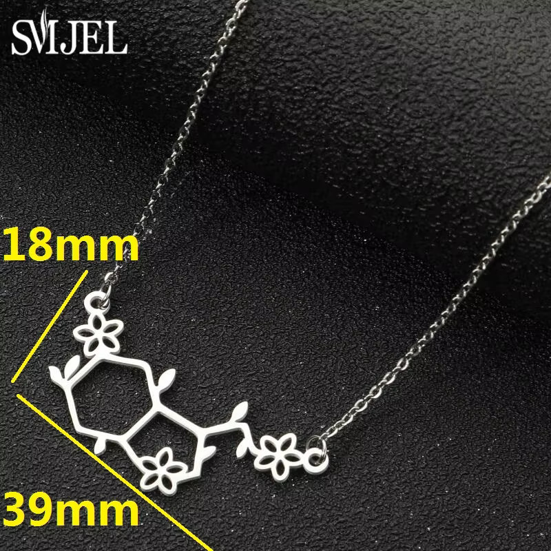 SMJEL Halskette, Silber, Damen, Dopamin-Molekül-Blume - Bild 3