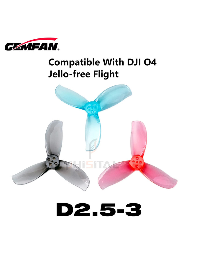 Gemfan D2.5 3-Blatt FPV Propeller 2,5 Zoll in Grau, 8 Paar für 1404 Motoren mit 1,5 mm Loch - Bild 2
