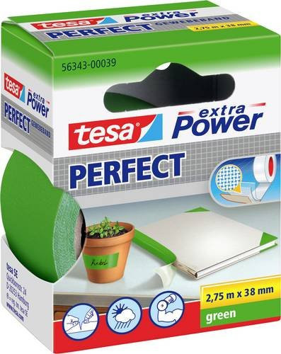 tesa extra Power Gewebeklebeband Perfect in Grün, Breite: 38 mm, Länge: 2,75 m - Bild 1
