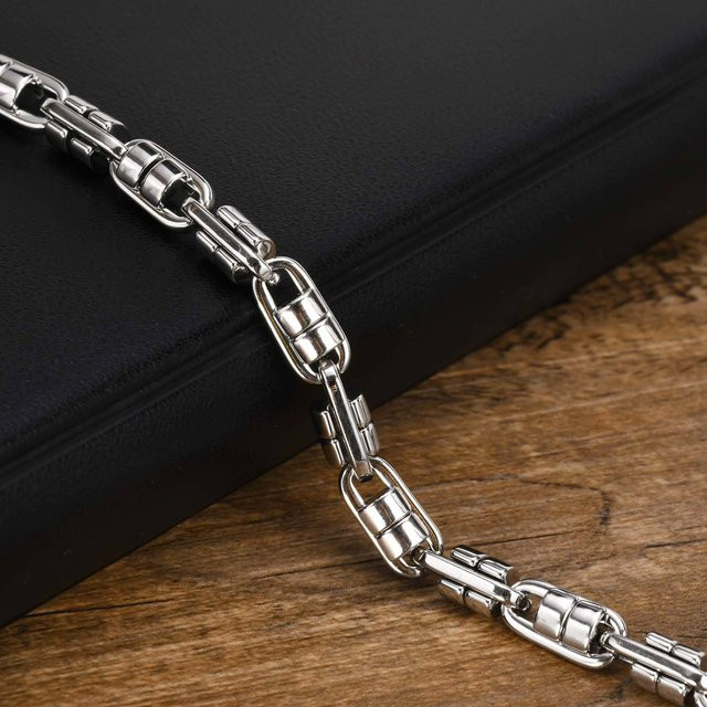 Vnox Gliederkettenarmband, Edelstahl, Silber, Unisex - Bild 1