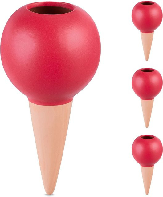 Relaxdays Tonkegel 4er Set aus Keramik in Terrakotta zur Bewässerung von Zimmerpflanzen und Balkonkästen, Höhe: 18 cm, Durchmesser: 9 cm - Bild 1