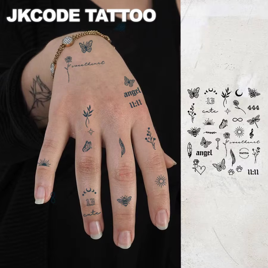 JKCODE TATTOO Temporäre Tattoos, Schmetterlinge und Blätter, Unisex - Bild 1