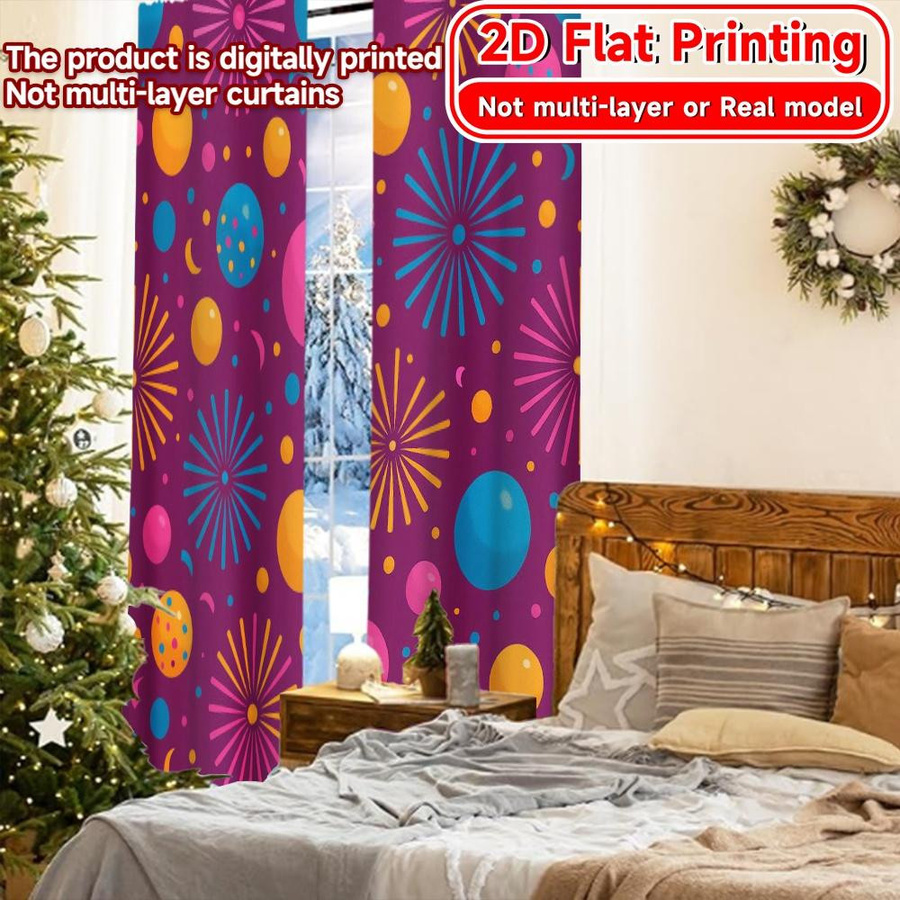 Tonnika Chen Set aus 2 blickdichten Neujahrs-Vorhängen aus Polyester, Multicolor, B: 100 cm, H: 70 cm - Bild 4