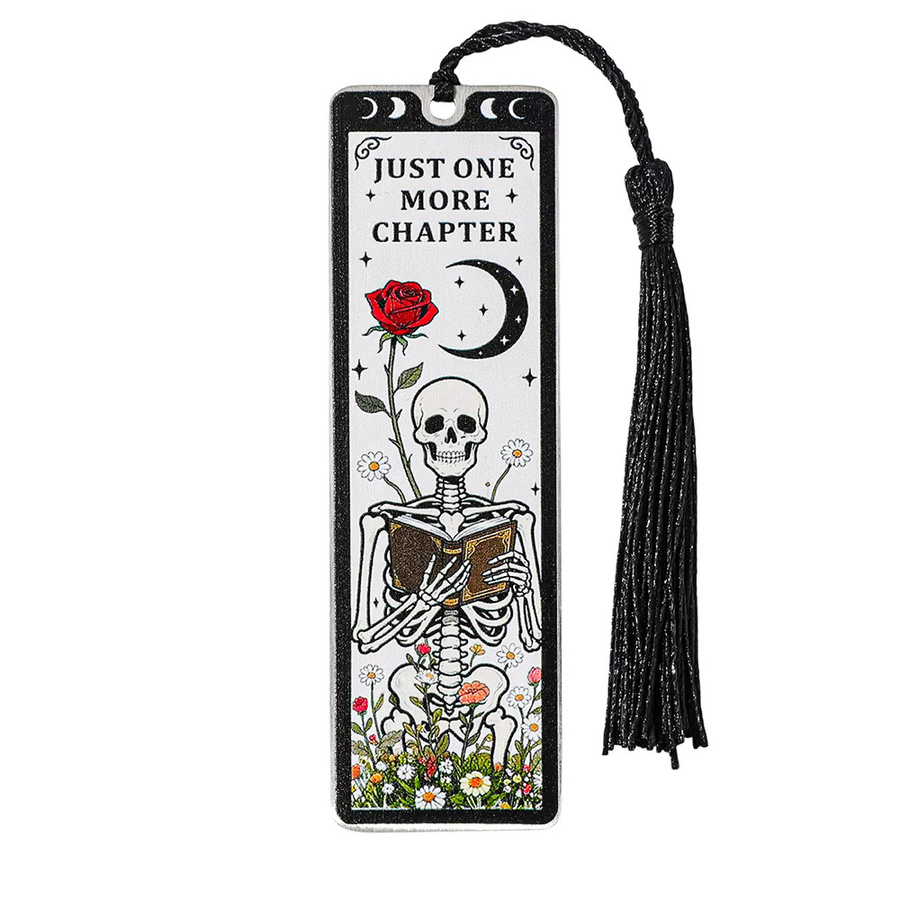 Gothic-Lesezeichen aus Metall mit Schädel und Rosen Design - Bild 4