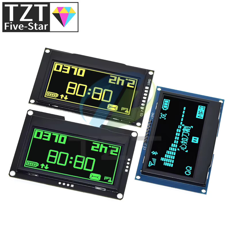 TZT 2,42 Zoll LCD-Bildschirm Weiß Gelb 128 x 64 OLED-Anzeigemodul mit IIC I2C SPI Schnittstelle für C51 SPD0301 - Bild 3