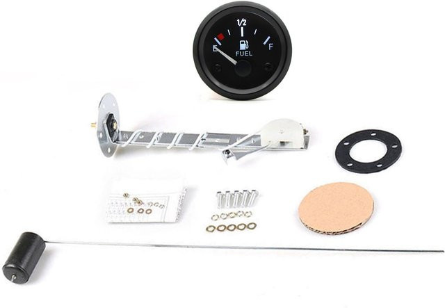 TOMTOP Kraftstoffstandsanzeige 52mm mit LED-Hintergrundbeleuchtung für 12V Kfz, Fuel Level Gauge in Schwarz oder Weiß - Bild 1