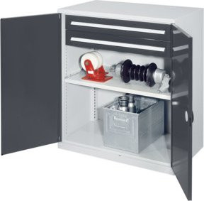 Kappes Schwerlastbeistellschrank Mod. 61 in Grau mit Doppelwandtüren, 2 Schubladen und Schloss, B/T/H: 60 x 60 x 111 cm - Bild 1