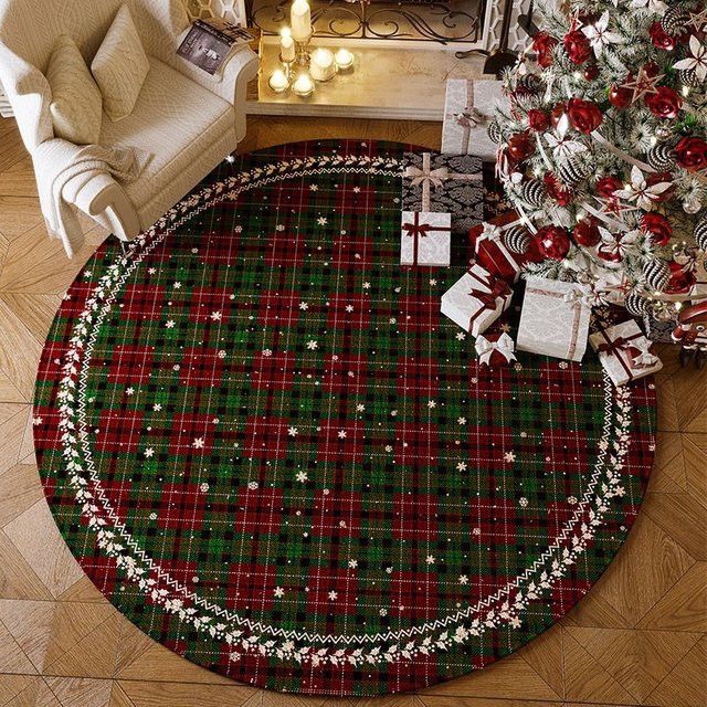 VIKAMA Rund Teppich mit Weihnachtsbaum-Design für Wohnzimmer und Schlafzimmer - Bild 1