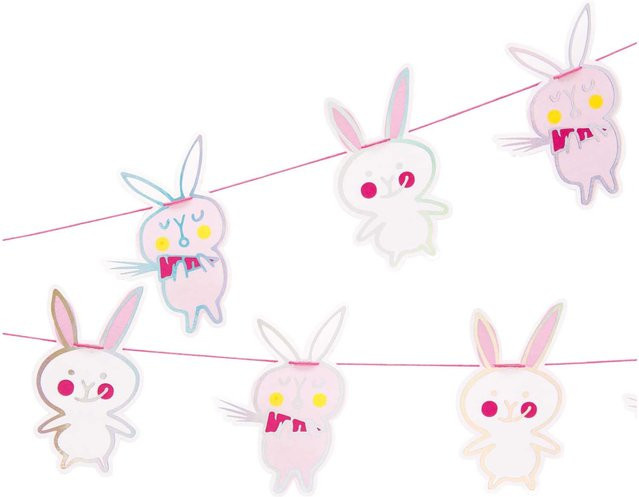 Rico Design Paper Poetry Girlande Wonderland Bunnies in Weiß mit 8 Stück und 2m Länge - Bild 1