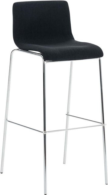 TPFLiving Barhocker Hope mit 4-Fuß-Gestell aus Metall in Chromoptik und Stoff in Schwarz, B/T/H: 43 x 48 x 110 cm - Bild 1