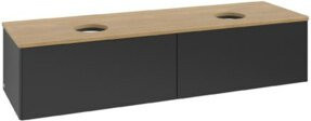 V&B Waschtischunterschrank Antao ohne Frontstruktur in Blau lackiert mit Eichenoptik, B/T/H: 160 x 50 x 50 cm - Bild 1