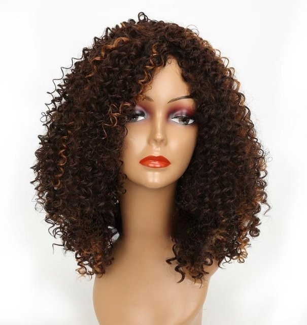 LISI HAIR Afro-Perücke, kurze lockige Perücke, blond-braun, Damen - Bild 1