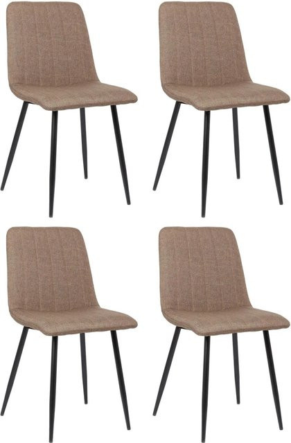 4er Set Esszimmerstühle DELUKE LENZ in Braun mit Stoffbezug und Metallgestell, H: 88 cm, B: 45 cm, T: 53 cm - Bild 1
