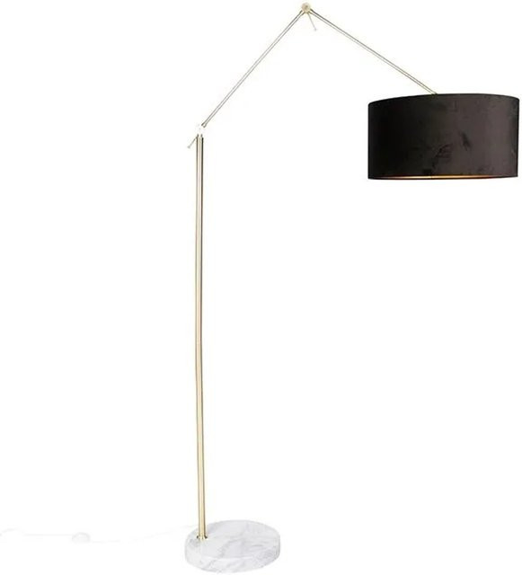 QAZQA Moderne Stehlampe Editor in Gold und Schwarz mit dimmbarem Stoffschirm, Höhe: 190,8 cm - Bild 1