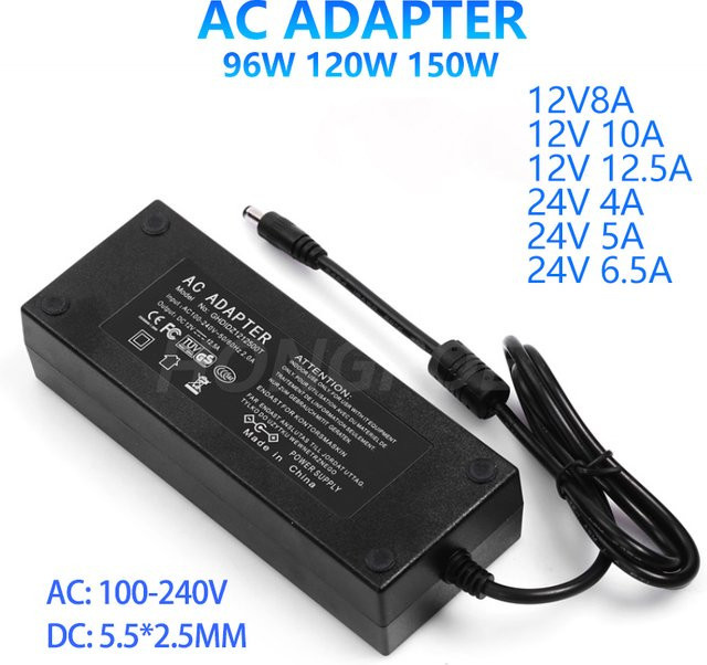 HONGPOE LED Netzteil Transformator AC 110V/220V zu DC 12V/24V Adapter für LED Streifen in Schwarz - Bild 1