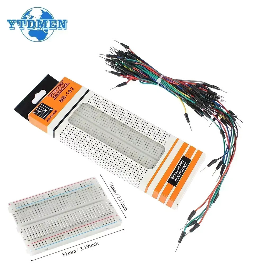 YTDMEN Breadboard Prototyping Kit mit MB102 Power Modul 3,3 V/5 V, 830 Punkten und 65 Jumper Drähten in Weiß - Bild 1