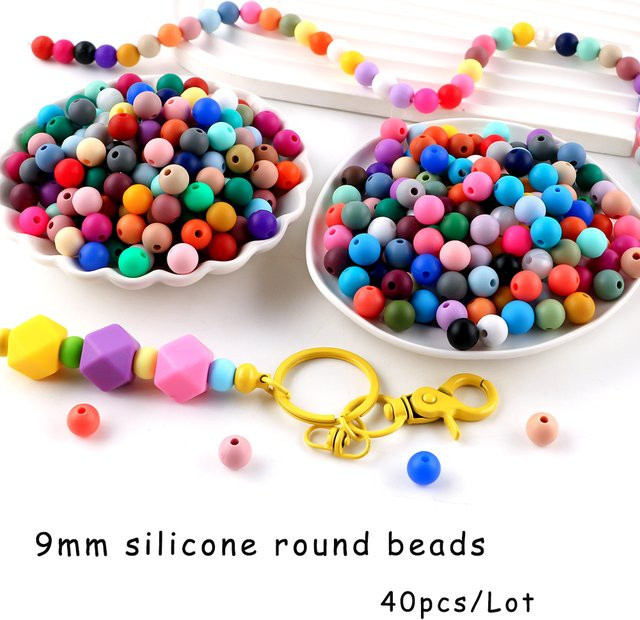 sunrony Perlen Silikon, Bunt, 9mm - Bild 1