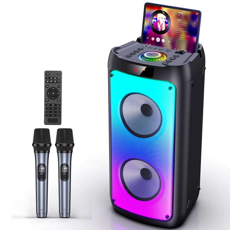 FanFun T10-T Karaoke-Maschine mit 2 kabellosen Mikrofonen und Bluetooth-Lautsprecher als tragbares Party-PA-System - Bild 5