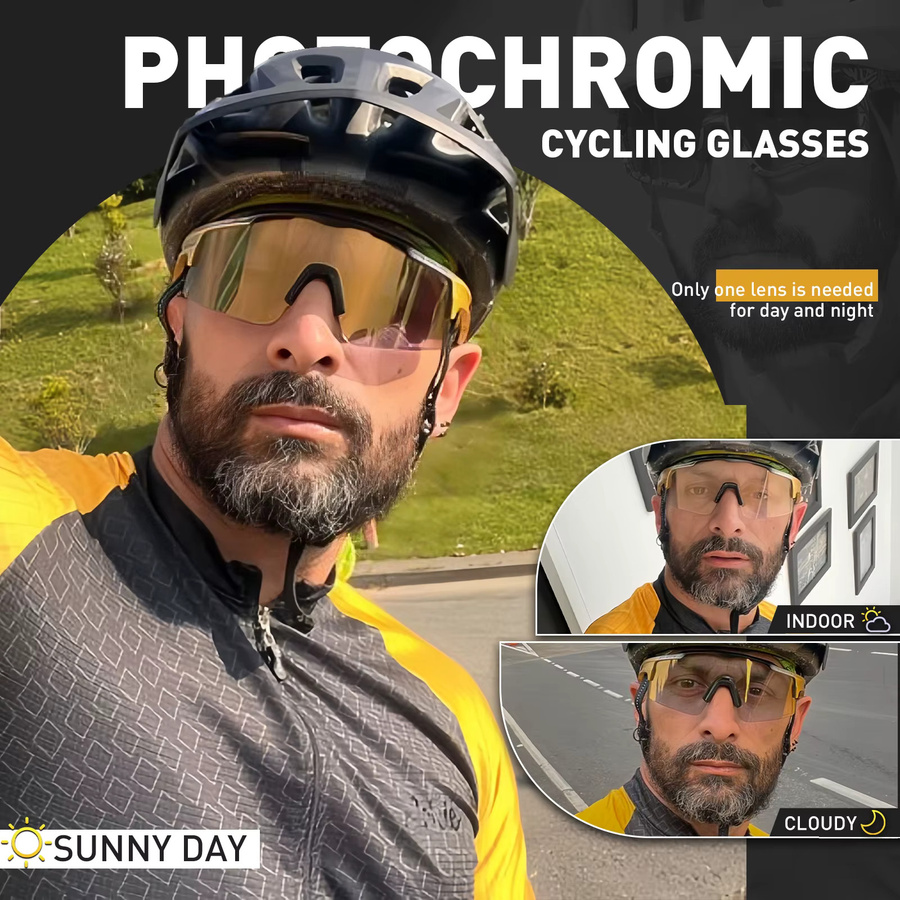 Kapvoe Sonnenbrille Radfahren, Photochrome, Herren, Kunststoff - Bild 2