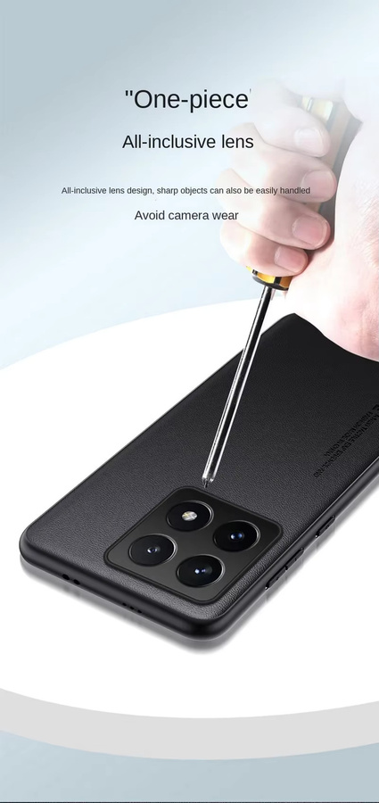 Stoßfeste PU-Lederhülle in Schwarz für Xiaomi 14T, 15T Pro, 17T, Mi 13T und 15 Ultra mit mattem Silikon-Rahmen - Bild 3