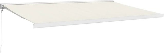 Furnicato Einziehbare Markise aus pulverbeschichtetem Aluminium mit UV-beständigem Polyesterstoff in Creme, B: 500 cm, A: 300 cm - Bild 1