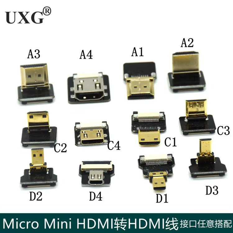 UXG FPV HDMI Typ A Stecker 90 Grad abgewinkelt (Up/Down) für HDMI-kompatible FPC Flachkabel bei Kamera-Multicoptern und Luftaufnahmen - Bild 2