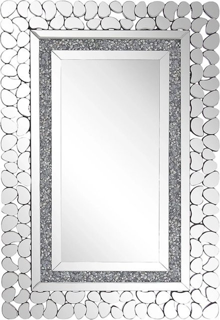 Beliani Wandspiegel PABU Silber in Rechteckform mit Glas und Holz, B/H: 60 x 90 cm - Bild 1