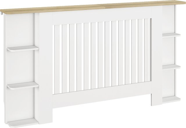 HOMCOM Heizkörperverkleidung mit Ablagen aus MDF in Weiß, modernes Lamellen-Design, B/T/H: 152 x 19 x 83 cm - Bild 1