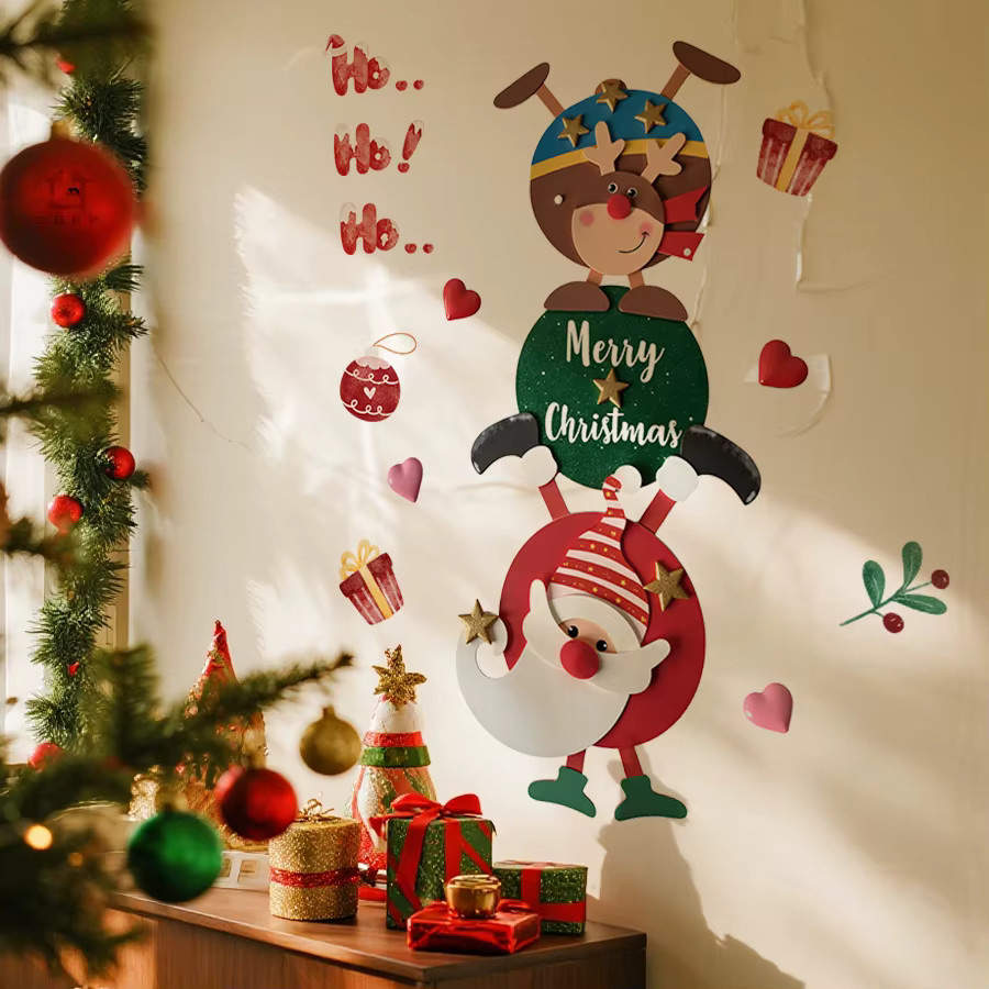 BRUP Wandaufkleber Weihnachtsmann und Rentier, Mehrfarbig, Weihnachtsdekoration für Wohnzimmer und Eingangsbereich - Bild 3