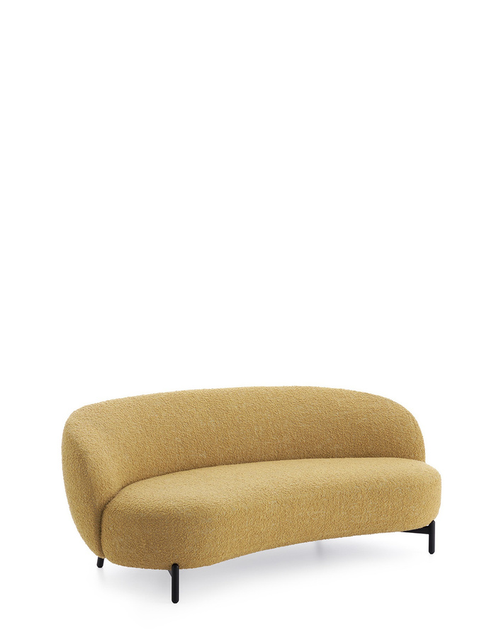 Kartell Lunam Sofa Curly mit Bouclé-Bezug in Gelb und Metallgestell - Bild 2