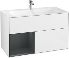 V&B Waschtischunterschrank Finion rechts, weiß lackiert, B/T/H: 99,6 x 59,1 x 49,8 cm - Bild 1