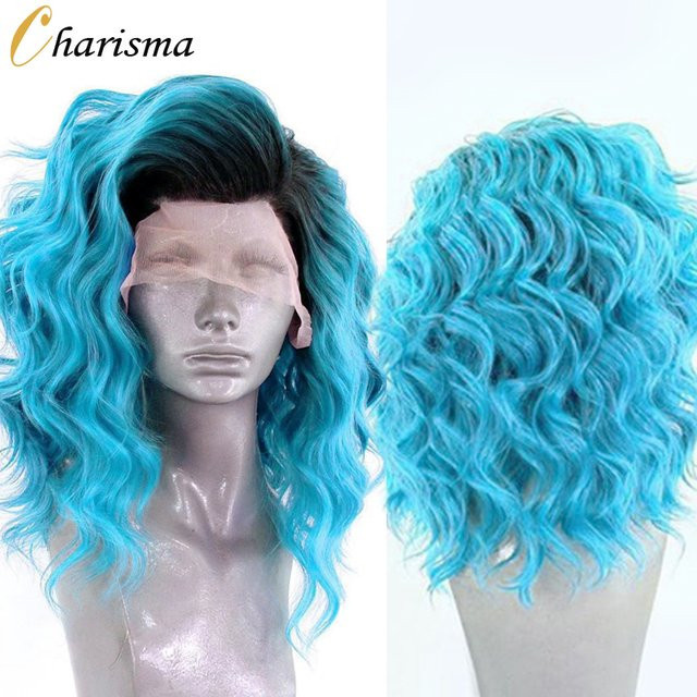 Charisma Perücke, Ombre Blau, Synthetische Spitze Front, Damen - Bild 1