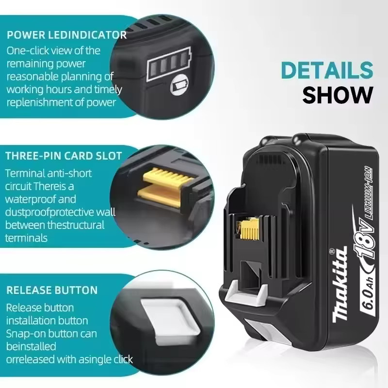 Makita 18 V Lithium-Ionen-Akku BL1820B in Schwarz - Bild 2