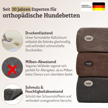 SABRO KUDDE Hundebett aus Wildleder in Dunkelgrau mit orthopädischem Schaumstoff und erhöhtem Rand - Bild 3
