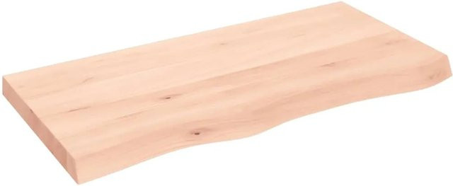 vidaXL Waschtischplatte aus Eichenholz Unbehandelt Braun B: 100 cm, T: 50 cm, H: 6 cm - Bild 1