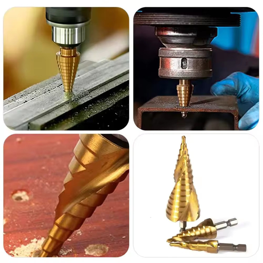 Baota Titanbeschichteter Stufenbohrer mit Sechskantschaft und Spiralnut in Gold - Bild 4