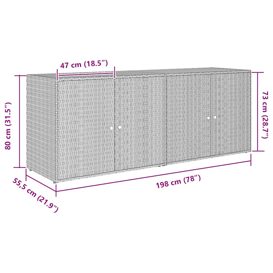 vidaXL Gartenschrank aus Poly Rattan in Schwarz, H x B x T: 198 x 55,5 x 80 cm - Bild 5
