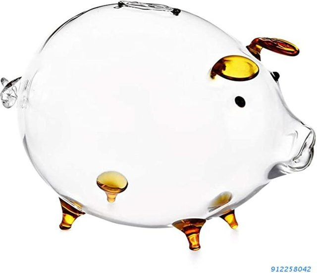 Niedliche Schwein Münzspardose aus transparentem Glas in Weiß für Kinder - Bild 1