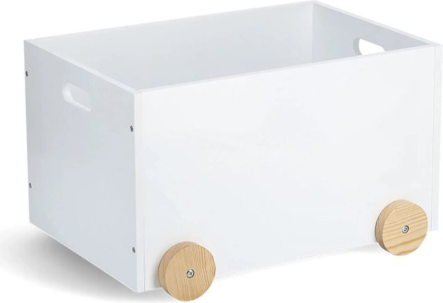 Zeller Kinder-Spielzeugkiste mit Rädern aus MDF und Kiefer in Weiß, B/T/H: 50 x 36 x 30 cm - Bild 1