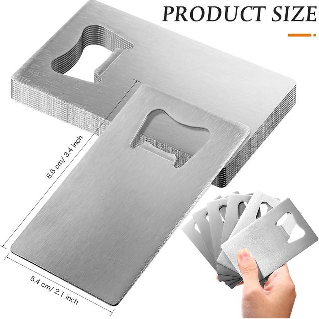 Edelstahl Bierflaschenöffner in Schwarz und Silber für Geldbörse und Tasche - Bild 1