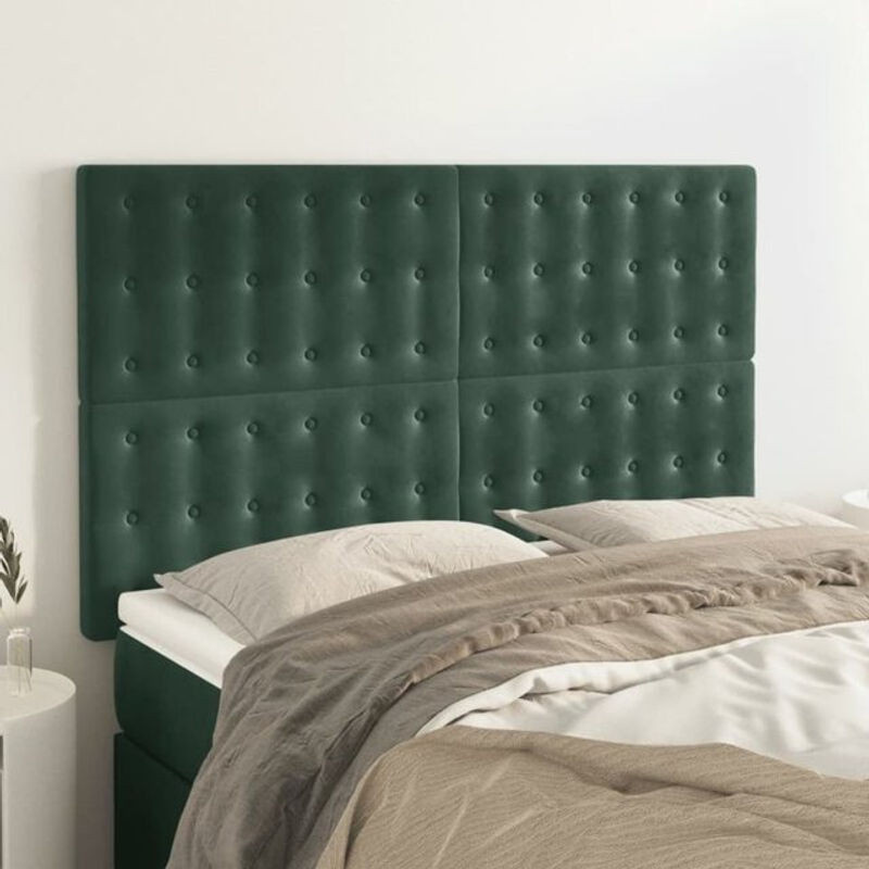 Vidaxl Kopfteile im 4er-Set aus Samt in Dunkelgrün, B/H: 72 x 78/88 cm, Tiefe: 5 cm - Bild 1