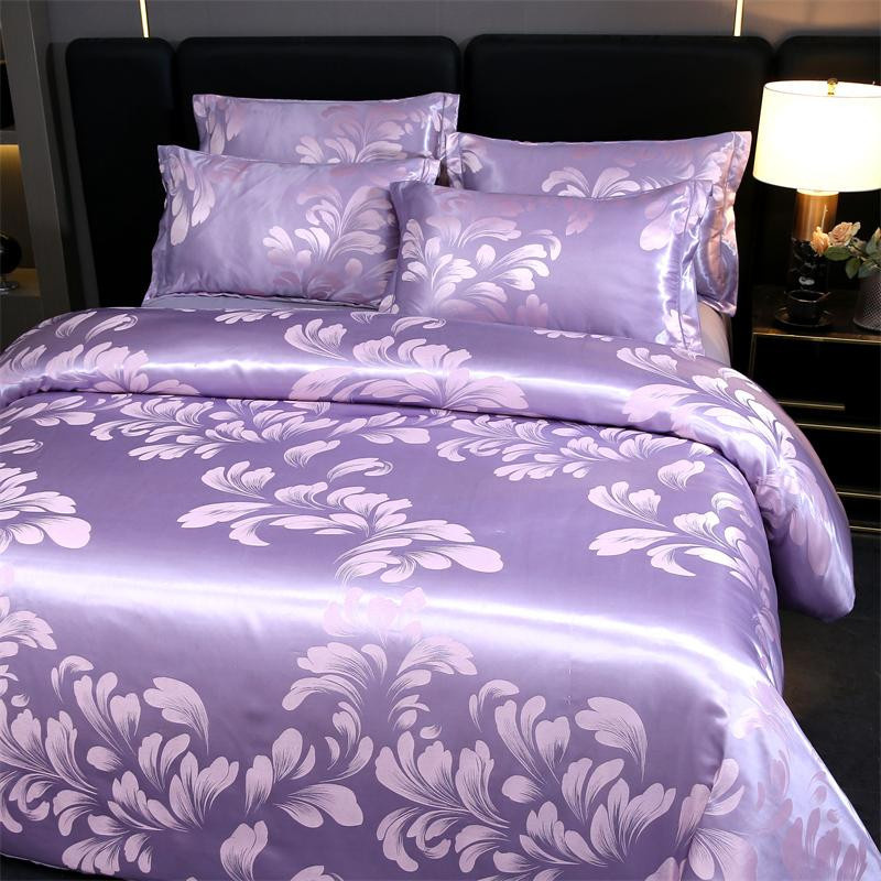 WASART Bettwäsche Set 4-teilig aus Satin Viskose mit Jacquard-Blumenmuster, King Size 220 x 240 cm - Bild 3