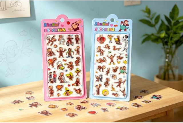 Niedliche Cartoon-Affen Bubble-Sticker aus transparentem Resin für Tagebuch und Planer, Mehrfarbig - Bild 1