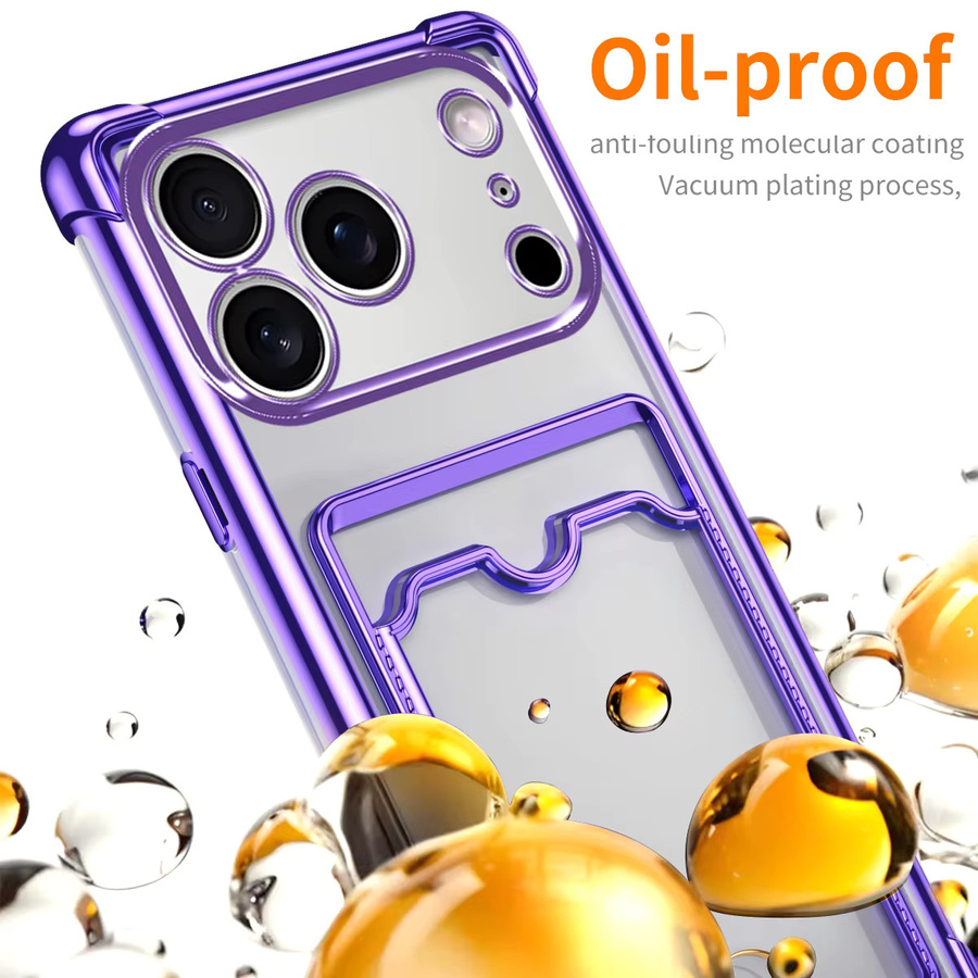 Transparente Handyhülle mit Kartenhalter für Apple iPhone 11 bis iPhone 17 Pro Max in Transparent, Blau und Lila - Bild 5
