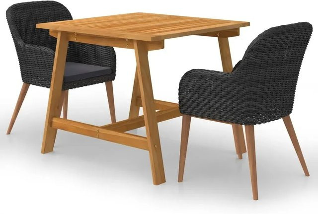 vidaXL 3-teilige Garten-Essgruppe aus Akazien-Massivholz in Schwarz - Bild 1