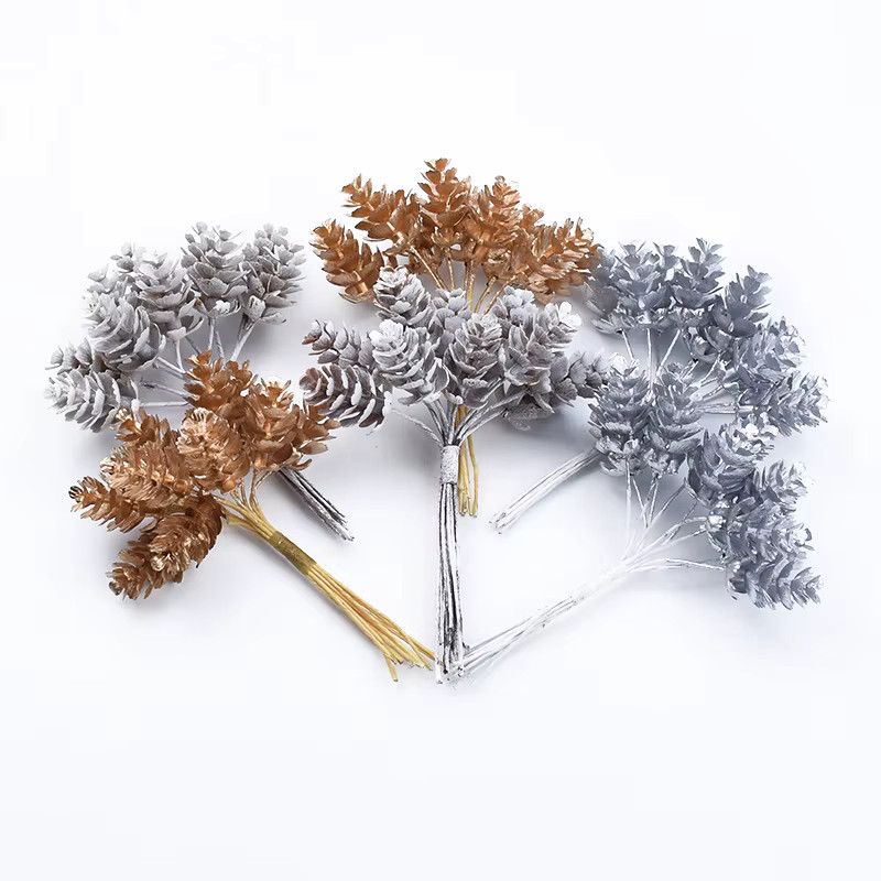 10er Set künstliche Tannenzapfen in Gold und Silber von smr für Weihnachtsdekoration und Hochzeits-DIY - Bild 3