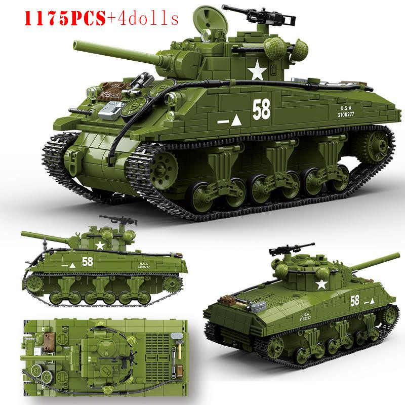 Zealous Sole M3A1 Stuart M4A3 Sherman Mittlerer Panzer, Bausteine, ab 6 Jahren - Bild 1