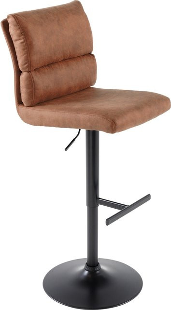 riess-ambiente Barhocker COMFORT höhenverstellbar in Antik Braun mit Microfaserbezug und Fußablage schwenkbar - Bild 1
